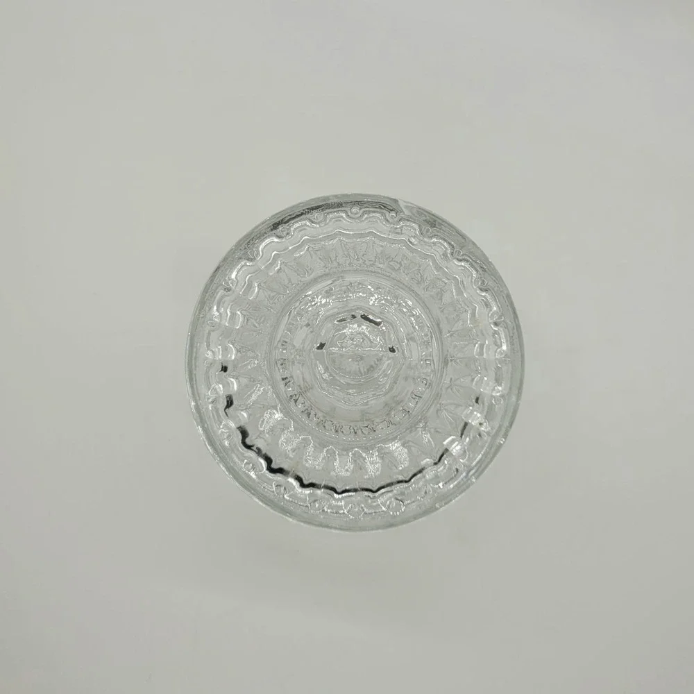 Vintage Federal Glass Pressed Glass Jelly Jar with Lid Diamond Starburst Pattern